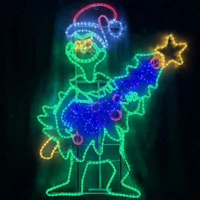 Grinch Stealing Christmas Tree Rope Light Motif
