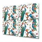 Glass Induction Ceramic Hob Cover Worktop Saver Peacock blue and red art 2x30x52