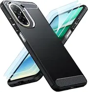 TesRank Xiaomi Redmi A5 (Not for 5G) Case + 2 Pieces Screen Protector 9H Protective Glass Sets, Soft Carbon Fibre Mobile Phone Case [Shock Absorption] Scratch-Resistant Protective Case for Redmi A5
