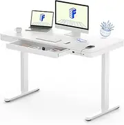 [FLEXISPOT] EW8 Comhar Electric Standing Desk with Drawers Charging USB A to C Port, Height Adjustable 120 CM Whole-Piece Quick Install Home Office Computer Laptop Table with Storage (White Top + Frame)