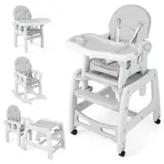 Costway 3 in 1 High Chair Convertible Feeding Rocking Chair Table Set w/Booster Seat & Removable Tray