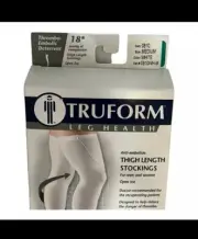 Truform Unisex Thigh Length Compression Stockings Open Toe 18mmhg White Med 0810