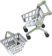 Mini Supermarket Cart Basket Toy Dollhouse Miniature Shopping Basket for Kids' Play