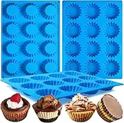 Sidosir 3pcs Peanut Butter Cup Mold, Silicone Mini Tart Pan for Bite Size Fat Bombs, Silicone Chocolate Candy Mold for Brownie (Peanut Butter Cup)