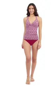 Profile by Gottex Plume Halter Tankini in Brick White at Nordstrom, Size 14