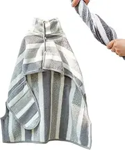Pet Bath Towel - Dog Bath Robe Wrap - Striped Wearable Absorbent Quick Dry Microfiber Blanket for Puppy Home Salon Beach After Swim Car Rides