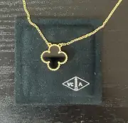Van Cleef & Arpels Vintage Alhambra Black ONYX Pendant with 18K YG Necklace ✅