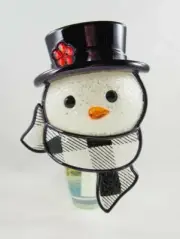 Bath & Body Works Plaid Black White Scarf Hat Snowman Light Up Wallflower Plugin