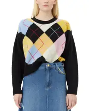 Ganni Harlequin Wool Blend Sweater
