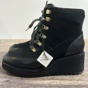 NEW Cole Haan Women's Zerogrand City Wedge Hiker Boot Black Leather Size 6.5