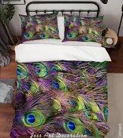 3D Peacock Feathers Textures Quilt Cover Set Bedding Sets Pillowcases Queen