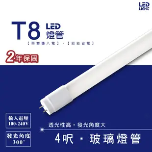 LED T8 4呎 20W 全周光 玻璃燈管 含稅附發票 兩年保固 日光燈 層板燈 間接照明 輕鋼架 支架燈 現貨
