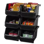 Plastic Containers for Organizing and Storage Bins for Large, 6-Pack Black