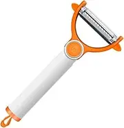 Advanced Rotating Vegetable Peeler, Soft Grip Handle and Ultra Sharp Stainless Steel Blade - Perfect Kitchen Peeler for Vegetables, Fruits, Potatoes, Carrots, Apples - Orange White