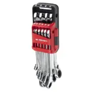 Facom RATCHET COMBINATION SPANNER SET 10Pcs 8-19mm Metric, Chrome Vanadium Steel
