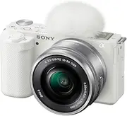 Sony ZV-E10 Interchangeable Lens Vlog Camera with 16-50mm Lens Kit, White