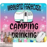 Camper Weekend Forecast Computer Non Slip Custom Mouse Pad Handmade
