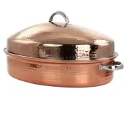 Gibson Home Radiance 17.5 Inch Stainless Steel Copper Plated Oval Roaster with L