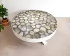 White Agate Stone Coffee Table Top Geode Agate Stone Center Table Decor