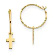 Madi K Kid's Earrings 14k Yellow Gold Endless Hoop with Small Cross