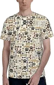 [FSCEV] Dog Bones Paw Men's Short Sleeved T-Shirt Crew Undershirts Essentials Adult Athletic Running Gym