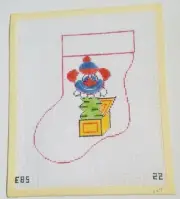 EBS Mini Stocking Jack in Box Handpainted Needlepoint Canvas Christmas Clown