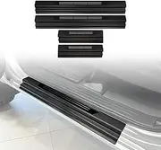 AUSGO Car Door Sill Protector Compatible with Nissan Navara NP300 D23 Dual Cab 2015-Onwards,Custom-Fit Anti-Scratch Entry Guard, Black ABS Scuff Plate Trim Cover 4PCS Set