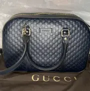 NWT Gucci MicroGuccisima Navy Blue small Satchel Crossbody Bag