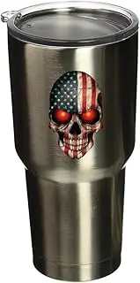 BOLDERGRAPHX 5081 American Flag Skull 2"x3" Vinyl Sticker Decal for Yeti Mug Cup RTIC Sic Cup Thermos Cup or Laptop Cell Phone wrap or Hardhat