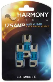 Harmony Audio HA-MIDI175 Car Stereo Fuseholder 3 Pack 175 Amp MIDI Fuses Nickel