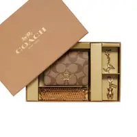 在飛比找森森購物網優惠-【COACH】品牌 LOGO 皮革鏈帶迷你錢包/卡包 附 2