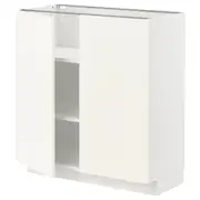 METOD base cabinet with shelves/2 doors, white/Vallstena white, 80x37x80 cm