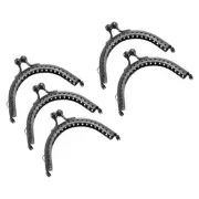 5Pcs Metal Purse Frame, 3.35" Retro Arch Kiss Lock Clasp Frame, Metallic Black