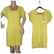 Diane Von Furstenberg womens size 8 yellow lace Wanda Mini dress. NWT