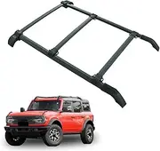 5PCS Roof Rail Rack Rail Bar Cargo Carrier Crossbar Compatible for Ford Bronco 2021-2024 Black Aluminum (2PCS Roof Rails 3PCS Cross Bars)