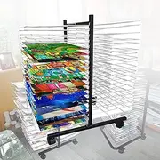40-Layer Double Sided Art Drying Rack, Painting Drying Rack with 4 Wheels, Canvas Art Storage Rack for Classroom, Art Studio, Art Club