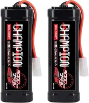 GOLDBAT Champ Series 5000mAh 7.2V NiMH Battery with Tamiya Connector for RC Car RC Truck LOSI Associated HPI Kyosho Tamiya Hobby (2 Pack)