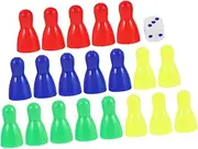 BCOATH 20pcs Small Plastic Chess Pieces with Dice Game Tokens for Board Games Lightweight and Portable for and Use for Teaching and Playing