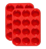 12 Cups Silicone Muffin Pan 2 Pack - Silicone Cupcake Pan Nonstick Silicone M...