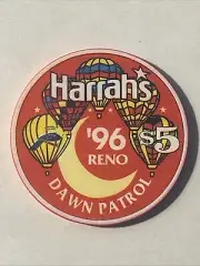 Harrah's - $5 Casino Chip - *Ballon Race - 1996 - Dawn Patrol* - Reno