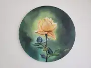 Oil Single French Yellow Rose Painting - One Of A Kind Canvas - Sold By Artist