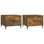 2pcs Coffee Tables Set Metal Legs Smoked Oak Sofa Lamp Bed Side Storage Drawers