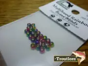 25 PIECES MULTIHUED RAINBOW BRASS BEAD HEADS 1/8" 3.2mm HARELINE NEW FLY TYING