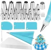 44 Pack Icing Piping Bags Kits, Cake Decorating Set, Piping Icing Nozzles with Reusable Silicone Piping Bag, Suitable for Cakes, Cupcakes, Cookies, Beginners