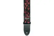 Jim Dunlop Guitar Strap Red Flame 2 Inch Tough Nylon, Leather Ends
