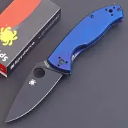 Blue Titanium Handle High Quality Frame Lock Combat Tactical Pocket Knife Messer
