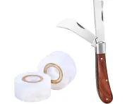 SNOKAY Stainless Steel Grafting Knife Kit, Flexible Double-Blade Garden Knife for Budding and Pruning, Includes 2 Plant Repair Tapes for Floral and Fruit T
