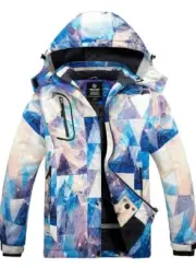 Wantdo Womens Multicolor Waterproof Windproof Hooded Ski Jacket L NWT
