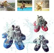 4PCS Dog Protectors Anti Slip Pet Dog Socks, Rain Shoes for Small with Adjustable Shoulder Strap, Set of 4, Made of Rubber, Easy to Clean and Wash (#2)