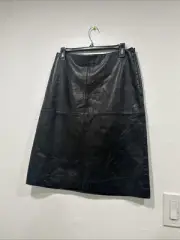 Ann Taylor NWT Black 100%Leather Skirt, Lined, Zip Sz Small